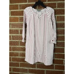 Petite Plume Girls Twill Delphine Nightgown Antique Red Ticking 3